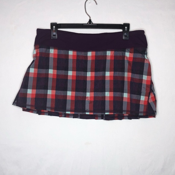 Lululemon Run Pace Setter Skirt Wheezy Check SZ 10 - Picture 3 of 7